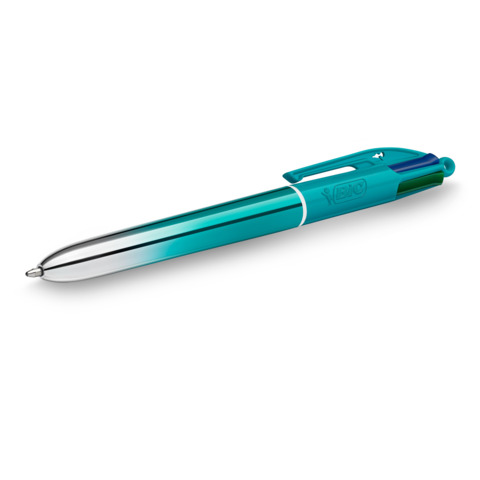 Penna a sfera a scatto BIC 4 Colours 1 mm in conf. 12 pezzi Smooth Gradient Verde Acqua - 524092